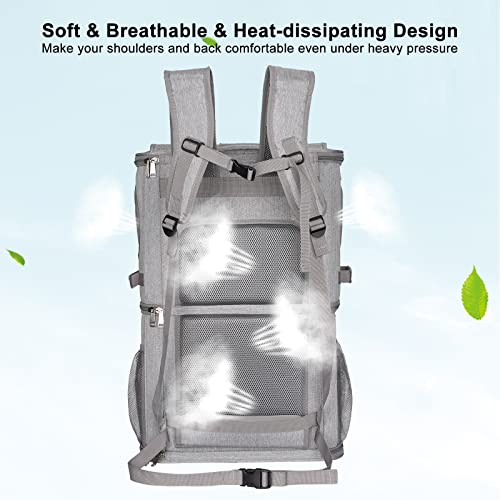 Extra Large Double Pet Carrier Backpack for Cats & Small Dogs (Grey / 15.8"L x 11.8"W x 23.6"H)
