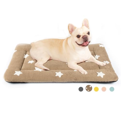 Dog Crate Pad Washable Puppy Dog Bed for Crate Flat Kennel Mat (30''L x 19''W x 1.5''Th / Brown)