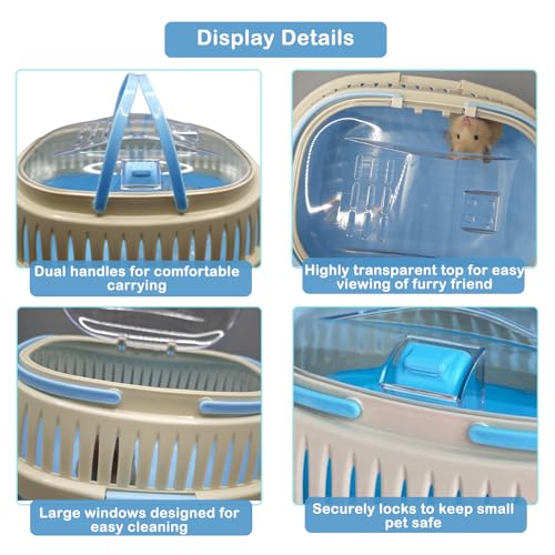 Hamster Carrier Portable Guinea Pig Carrier 13 X 11 X 8 in (Blue)