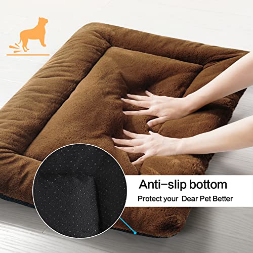 Dog Crate Pad Washable Dog Bed for Crate Large Cozy Mat 42 (42.0"L x 28.0"W x 1.0"Th / brown)