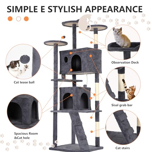 81" Cat Tree Tower (81in / Dark Gray)