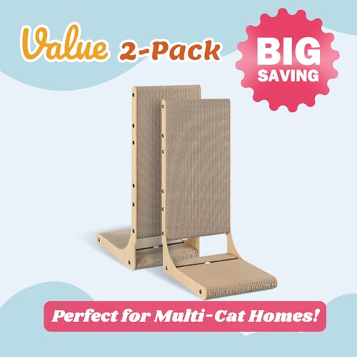 2-Pack L-Shaped Cat Scratching Board, Cardboard, 25.6" Tall (L) (Large 2PC (25.6'' tall))