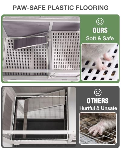 Guinea Pig Cage with Wooden Stand (Grey)