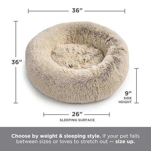 Original Calming Donut Dog Bed (Gray Shag / Large)