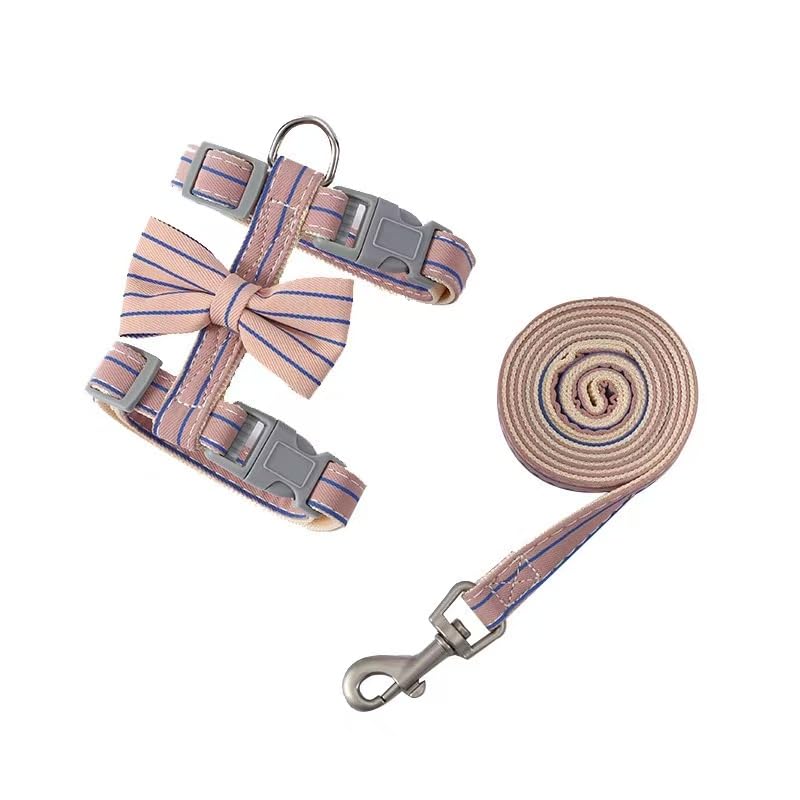 Butterfly Bow Tie Cat Harness and Leash Set (S / Pink)
