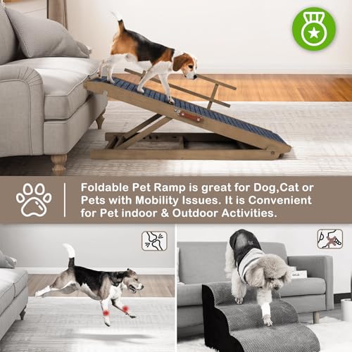 Dog Ramp for Bed (Light Brown & Dark Grey 1 / 45.2 inch long)