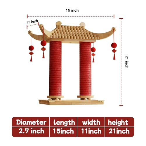 Natural Hemp Double Pagoda Cat Scratcher (22" Twin)