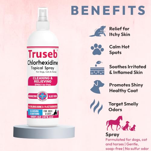 Truseb Medicated Topical Ketoconazole and Chlorhexidine Spray for Dogs