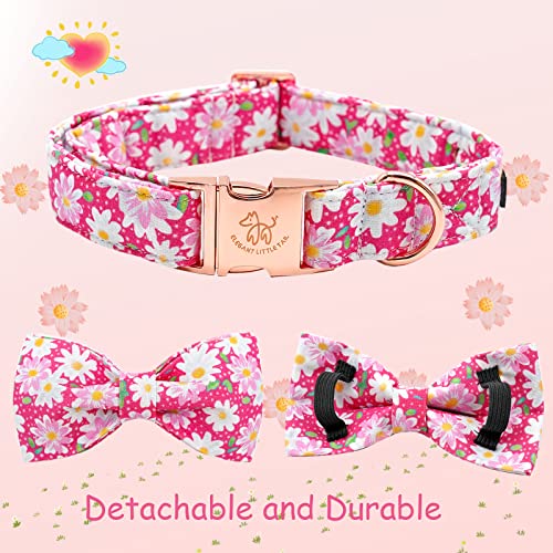 Dog Collar Floral Pattern Pet Collars with Bow Girl (Sunflower / X-Large (Pack of 1))