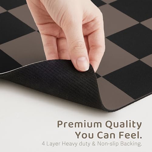 Checkered Dog Feeding Mat (19"L x 12"W / Brown)