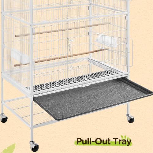 52" Large Bird Cage for Parrots (White / 31.0"L x 20.5"W x 52.0"H)