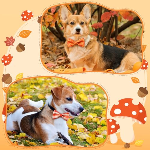 50 Pcs Fall Dog Bow Ties Bulk (Fall Plaid)