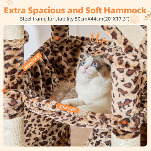 Cat Tree 71 in Extra Large Cat Tower for Inddor Cats (Leopard Print / 71 Inches)