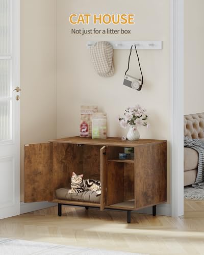 Cat Litter Box Enclosure (Rusic Brown / 31.4"L x 19.6"W x 24"H)
