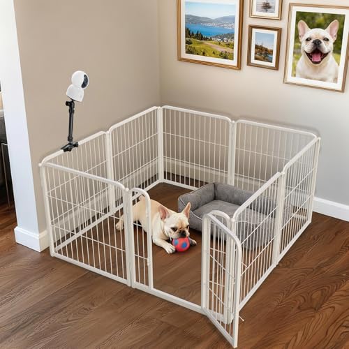 Homeplus Indoor Dog Playpen with Camera Mount (White / 24"H)