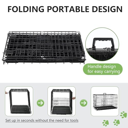 36" Foldable Metal Dog Crate (Dark Black)