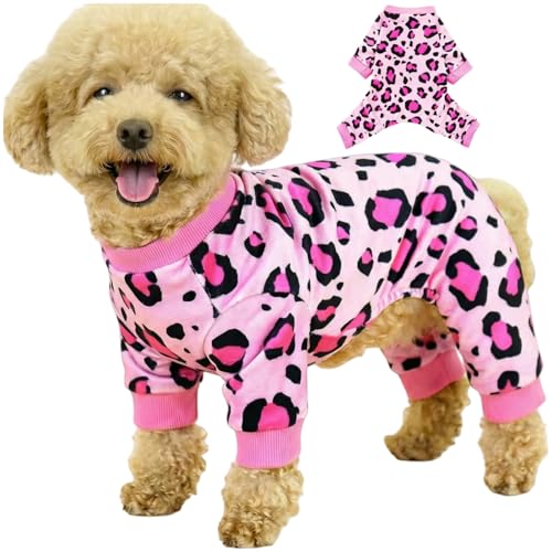 Dog Pajamas Onesie (02 Pink Leopard / XL (15-20 lb) Chest: 19.7")