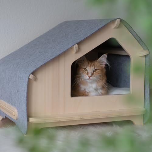 Luxe Cabin Premium Pet Bed for Cats & Small Dogs (Light Grey / XL)