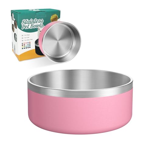 Stainless Steel Dog Bowls (Large / pink)