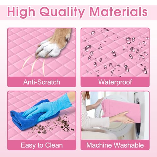 Waterproof Dog Car Seat Cover for Back Seat (Pink,Grey / Small,Standard)