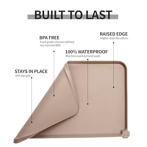 Silicone Pet Feeding Mat (Taupe / 28" x 18")