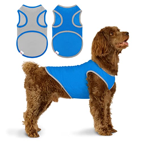 2 Pack Cooling Shirts for Dogs (2XL(chest:18.5-20.5") / Blue&Grey)