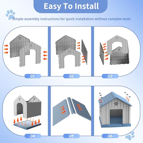 Outdoor Dog House Waterproof Roof (Light Blue / Large Dog: 38 Inch)