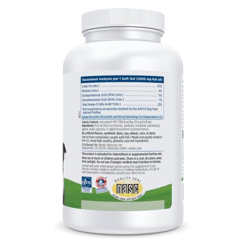 Omega 3 Fish Oil for Dogs with EPA + DHA (180 Count (Pack of 1))