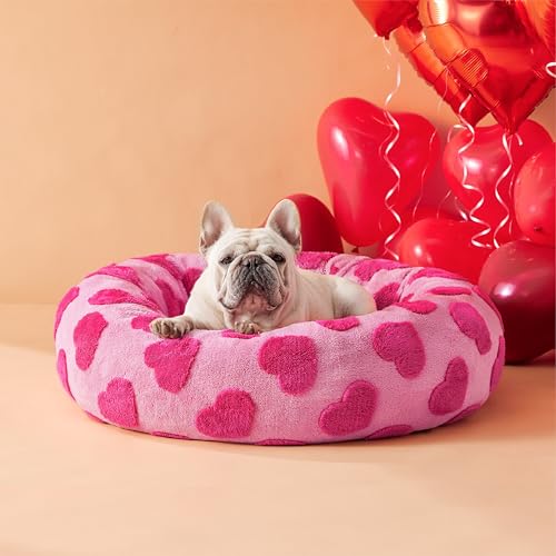 Shown on TV Jacquard Donut Dog Beds Medium (30.0"L x 30.0"W x 8.0"Th / Lover Hearts)