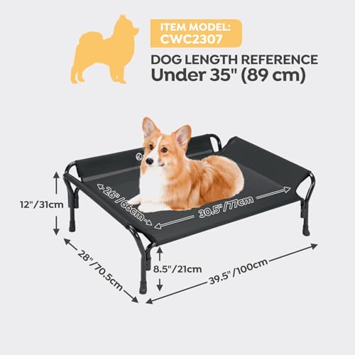 Cooling Elevated Dog Bed (Black / 39.5"L x 28.0"W x 12.0"Th)