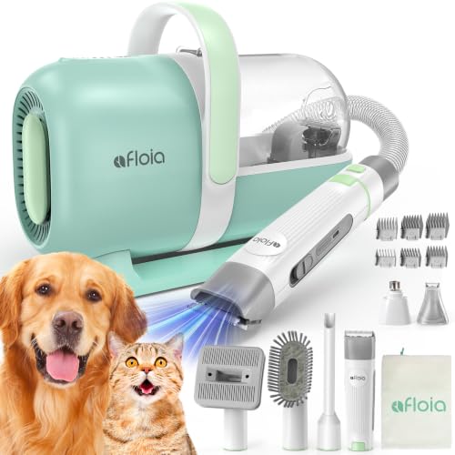 6-in-1 Dog Grooming Vacuum Kit, Pet Clipper & Nail Grinder, Green (Green)