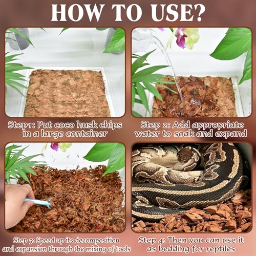 10LBS Coconut Husk Chip Substrate for Reptiles (1 Pack-10 LBS)