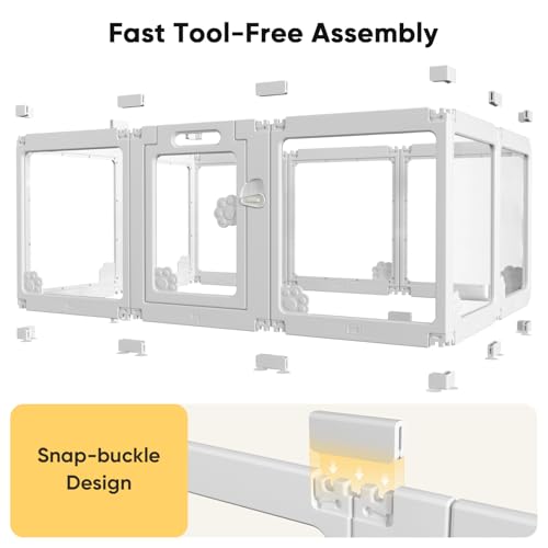 24“ Acrylic Clear Dog Play Pen Indoors 10 Panels (White- 10 Panels)