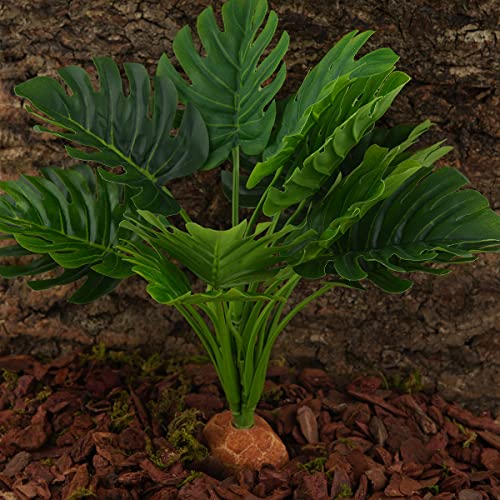 Fake Monstera Plants Reptile Terrarium Decor Gecko Tank Accessories (A-fake Monstera Plant)