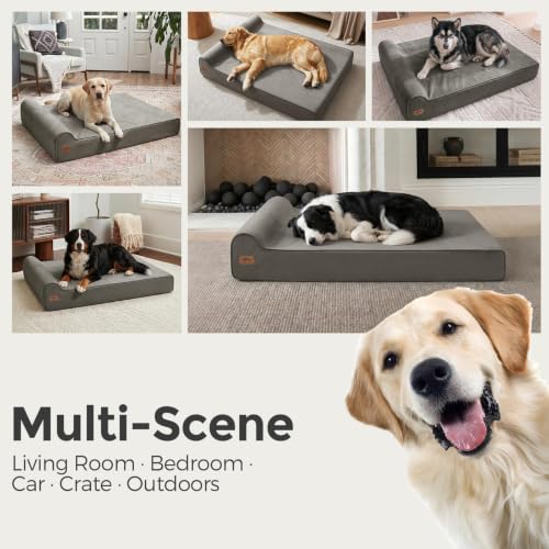 XXL 35D Memory Foam Dog Bed for Extra Large Dogs (XX-Large / Dark Grey)