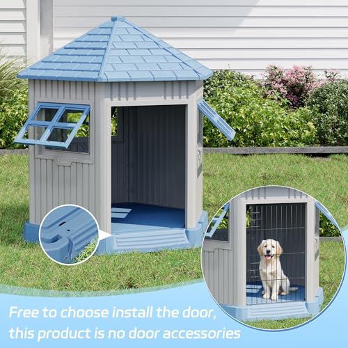 Sturdy Dog House Indoor Outdoor for Small Medium Dogs (Blue)