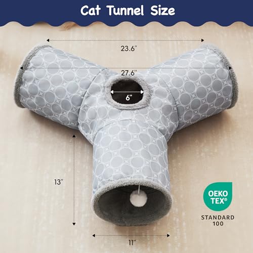 Fleece Lined Cat Tunnel (Geometry Grey / Small)