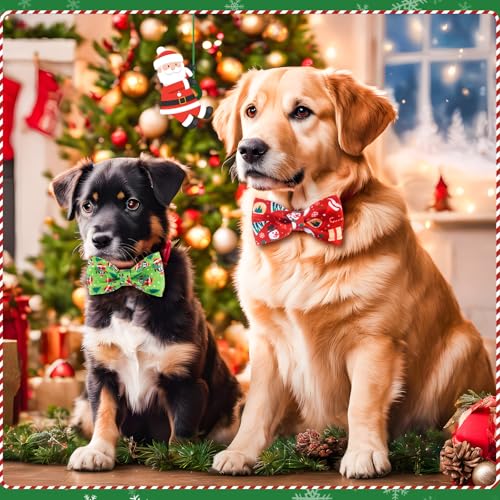 50 Pcs Christmas Dog Bow Ties Bulk (Christmas)