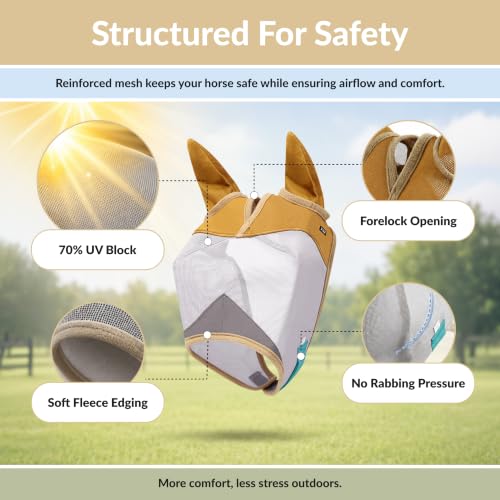 TSZ Horse Fly Mask with Ears Cover (Horse)