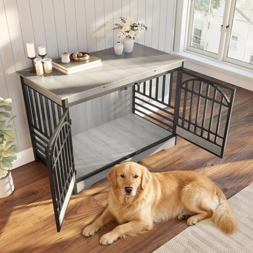 52" Dog Crate with Arched Doors (Grey)