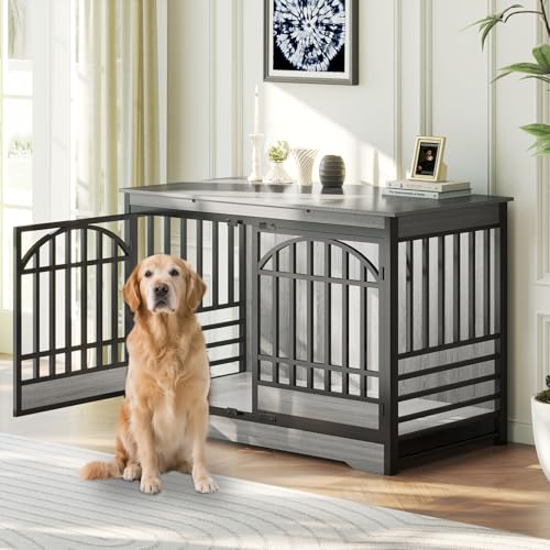 52" Dog Crate with Arched Doors (Grey)