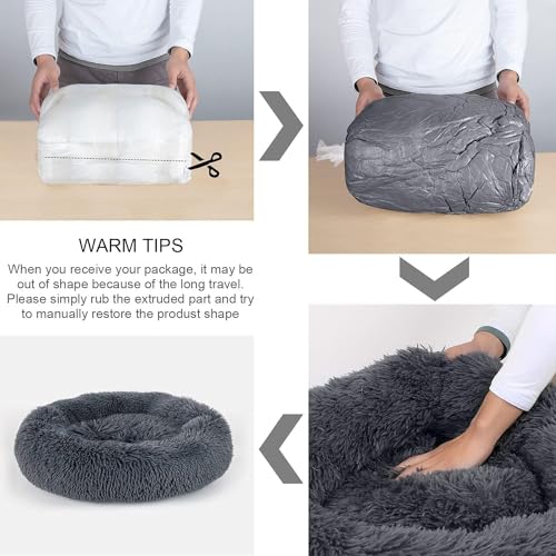 Calming Dog Beds XXLarge Sized Dog Donut Washable Bed 49inchs (Dark Grey / 49.0"L x 38.0"W x 7.0"Th)
