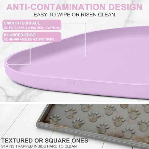 Waterproof Silicone Pet Food Mat with Raised Edge for Dog & Cat (Lavender / 12"L x 12"W)