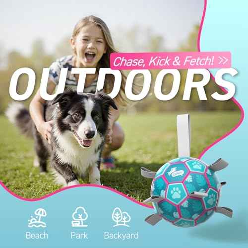 Dog Toys Soccer Ball with Straps (Lake Blue / Medium Size 2 (6 Inch))