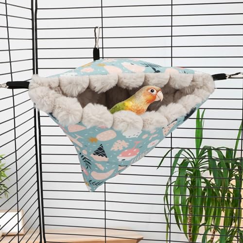 Bird Nest House Winter Warm Hanging Hammock Bird Bed Snuggle Hut for Parakeets Budgies Caique Conures Cockatiels (Large / Blue)