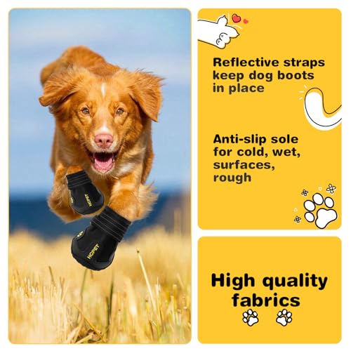 Dog Boots Dog Shoes for Large Dogs (Black / Width 1.96 in)