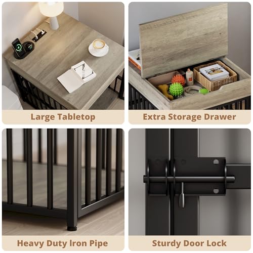 Dog Crate Furniture for Small Dogs (Grey)