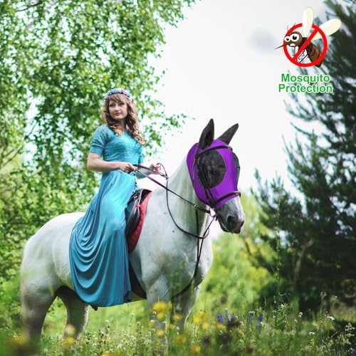 Horse Fly Mask with Ears (Purple / Medium (for 13hh-15hh))