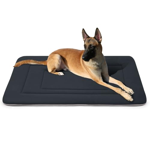 Dog Bed Soft Dog Crate Bed Pad Mat (42.0"L x 28.0"W x 1.2"Th / Dark Blue Gray)