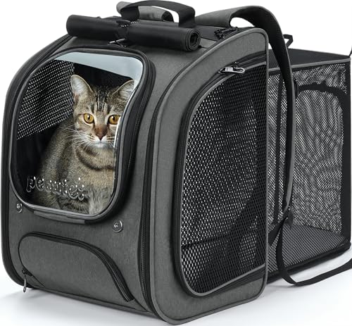 Cat Backpack Carrier (Gray(Expandable) / 12.6"L x 10.2"W x 16.5"H)